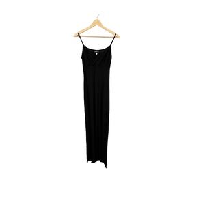 VTG Mikai Slip Dress Black‎ Surplice Neckline Maxi Stretchy Elegant Size Medium